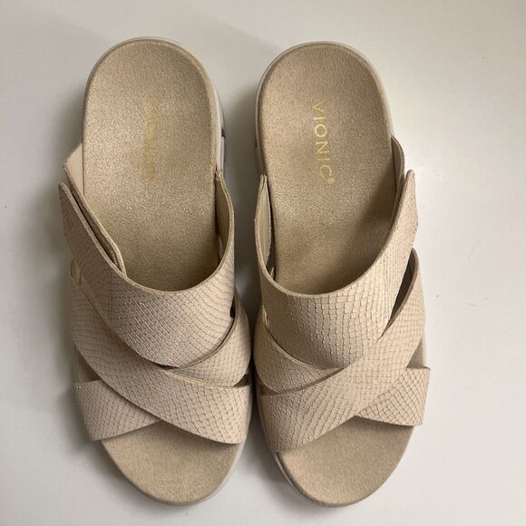 Vionic Women’s Uptown Sunset Wedge Sandal Cameo Rose Nubuck Pink 10 Wide - Picture 3 of 9